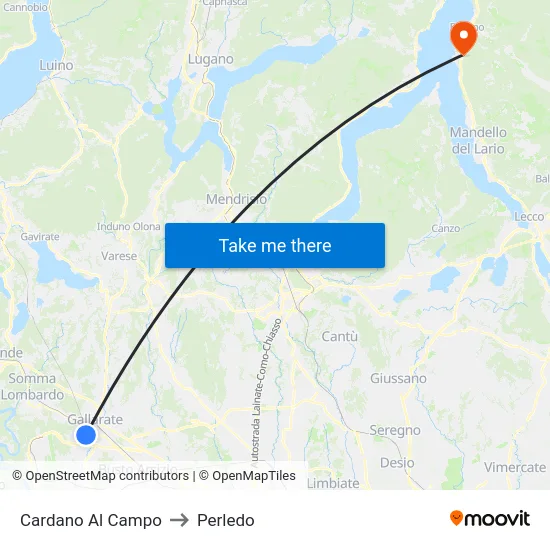 Cardano Al Campo to Perledo map
