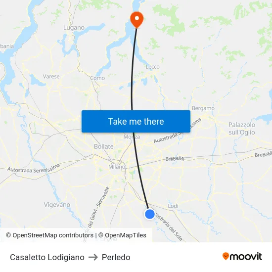 Casaletto Lodigiano to Perledo map