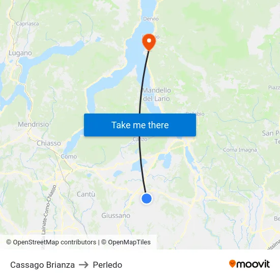 Cassago Brianza to Perledo map