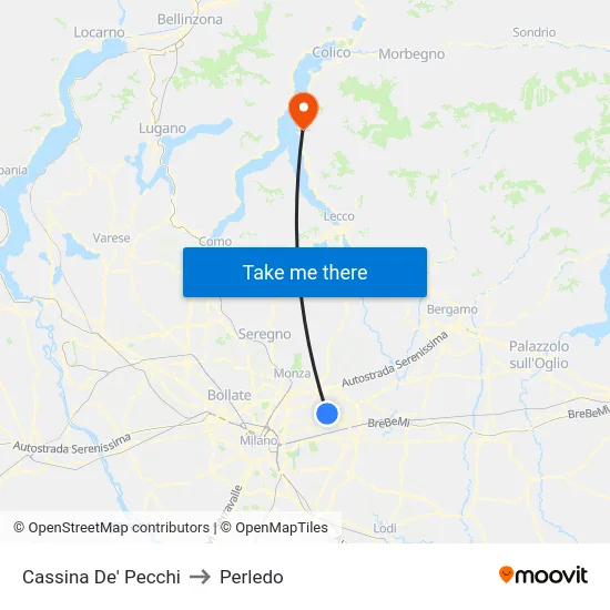 Cassina De' Pecchi to Perledo map