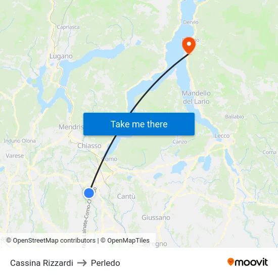 Cassina Rizzardi to Perledo map
