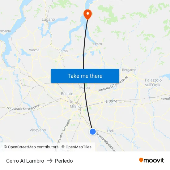 Cerro Al Lambro to Perledo map