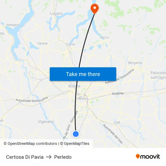 Certosa Di Pavia to Perledo map