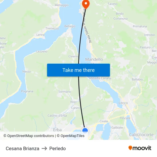 Cesana Brianza to Perledo map