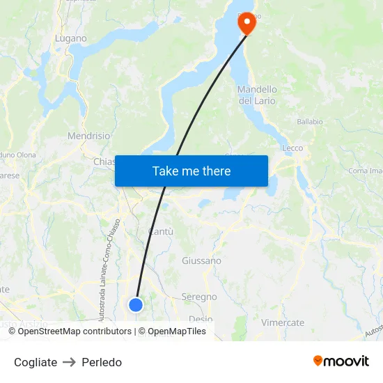 Cogliate to Perledo map