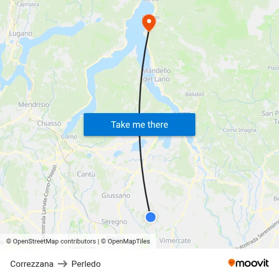 Correzzana to Perledo map