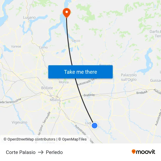 Corte Palasio to Perledo map