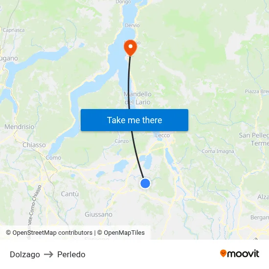 Dolzago to Perledo map