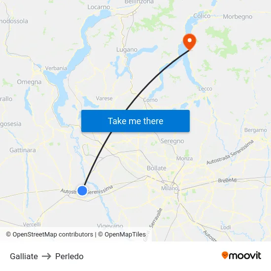Galliate to Perledo map