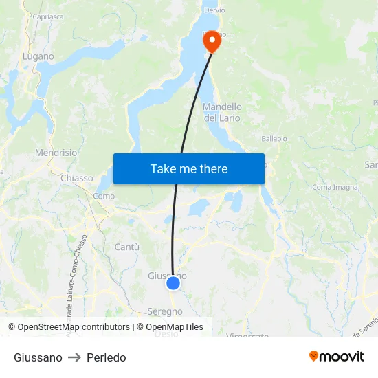 Giussano to Perledo map