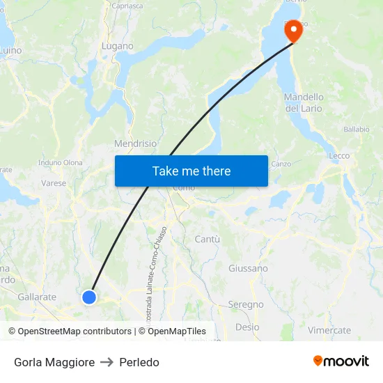 Gorla Maggiore to Perledo map