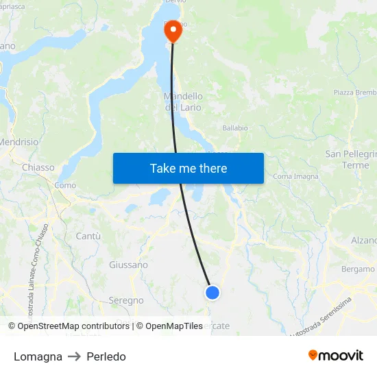 Lomagna to Perledo map