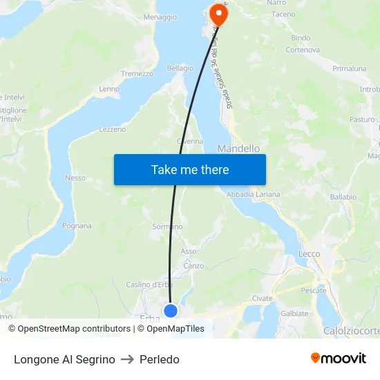 Longone Al Segrino to Perledo map