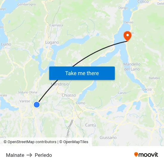Malnate to Perledo map