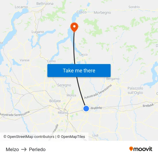 Melzo to Perledo map