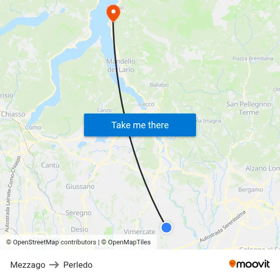 Mezzago to Perledo map