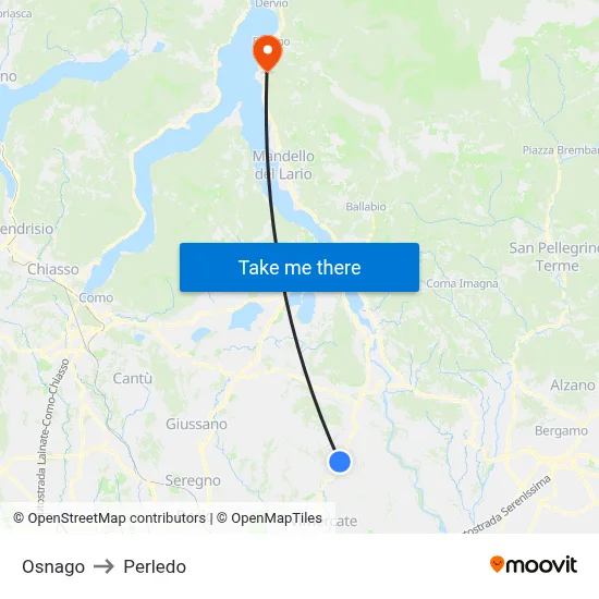 Osnago to Perledo map