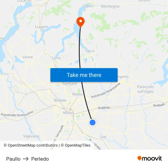 Paullo to Perledo map