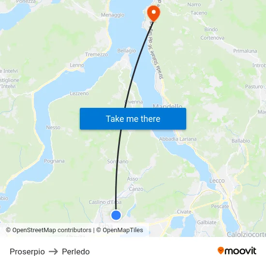 Proserpio to Perledo map