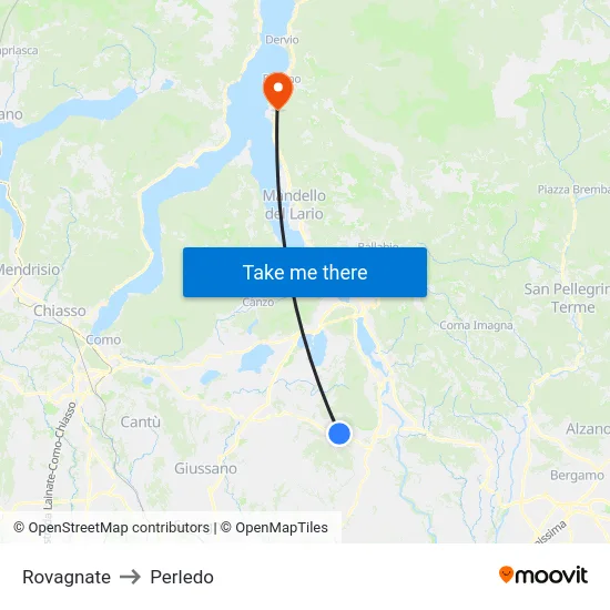 Rovagnate to Perledo map