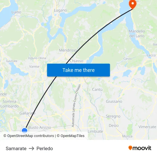 Samarate to Perledo map