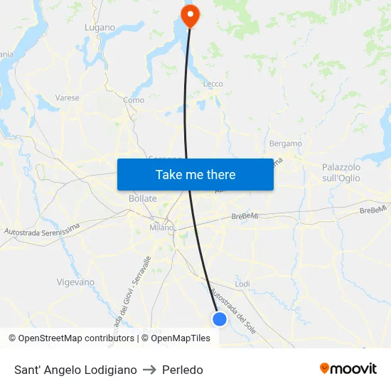 Sant' Angelo Lodigiano to Perledo map