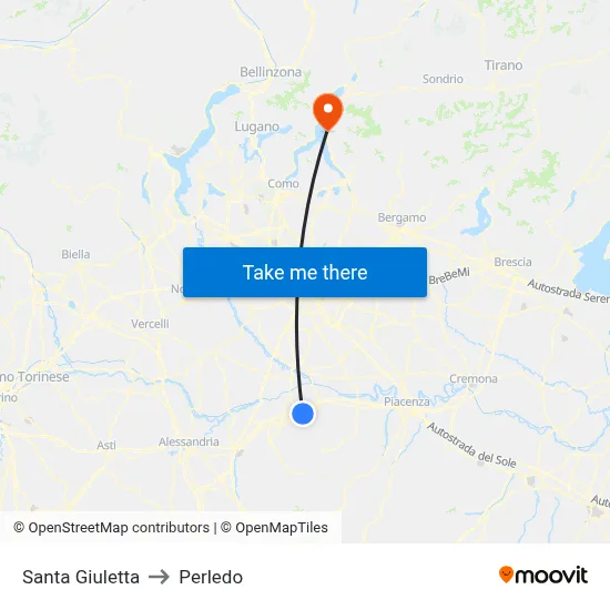 Santa Giuletta to Perledo map