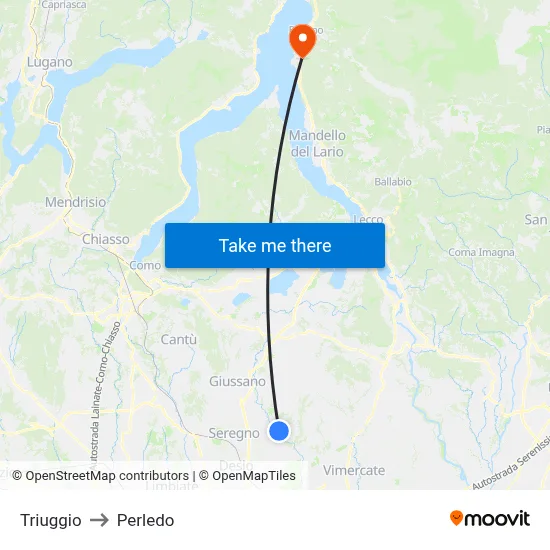 Triuggio to Perledo map