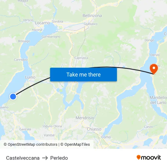 Castelveccana to Perledo map