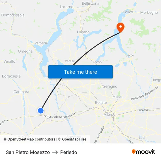 San Pietro Mosezzo to Perledo map