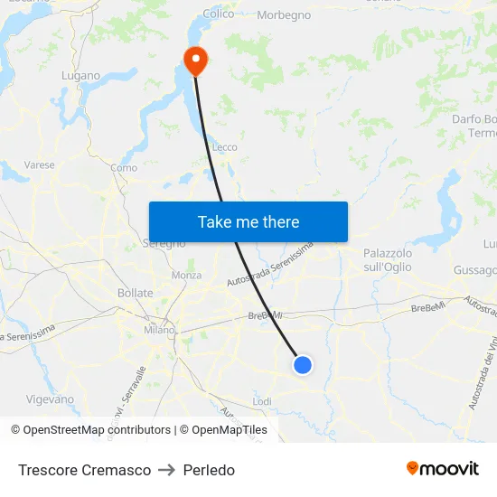 Trescore Cremasco to Perledo map