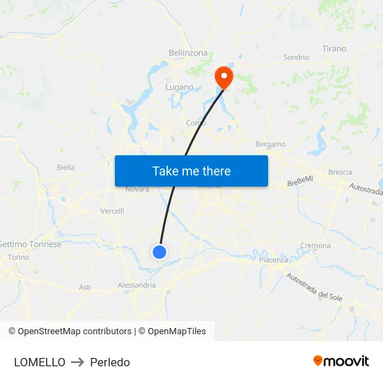 Lomello to Perledo map
