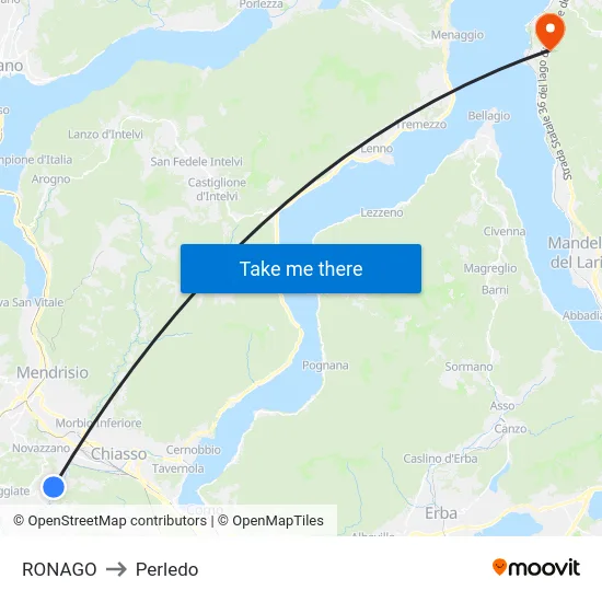 Ronago to Perledo map