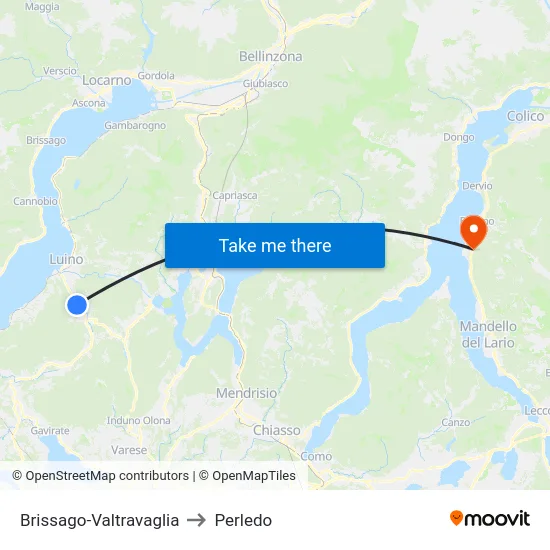 Brissago-Valtravaglia to Perledo map