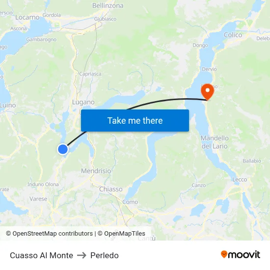 Cuasso Al Monte to Perledo map