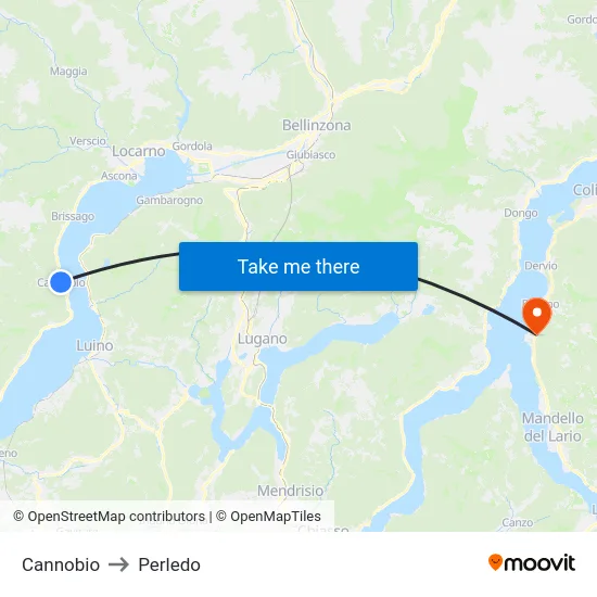 Cannobio to Perledo map