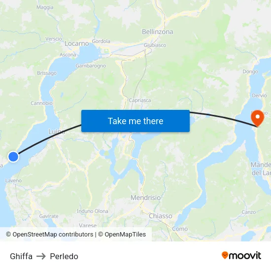 Ghiffa to Perledo map