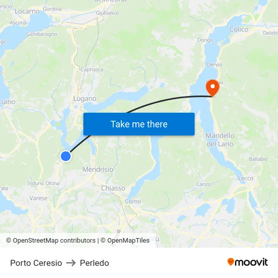 Porto Ceresio to Perledo map