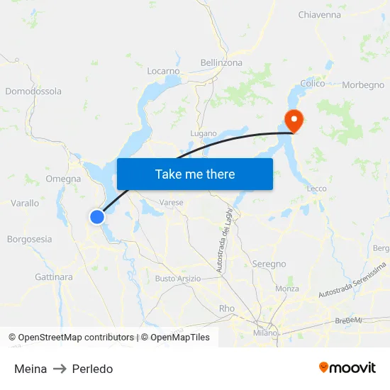 Meina to Perledo map