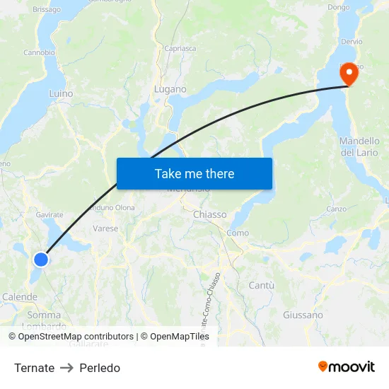 Ternate to Perledo map
