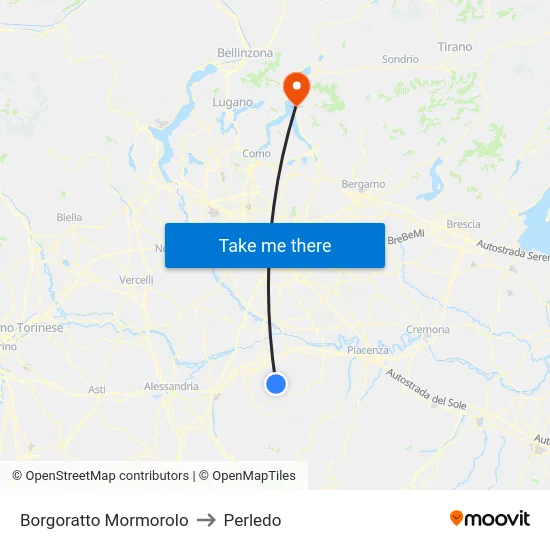 Borgoratto Mormorolo to Perledo map