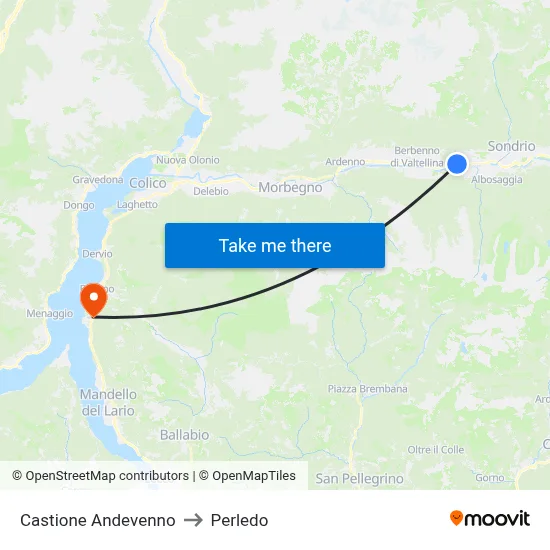 Castione Andevenno to Perledo map
