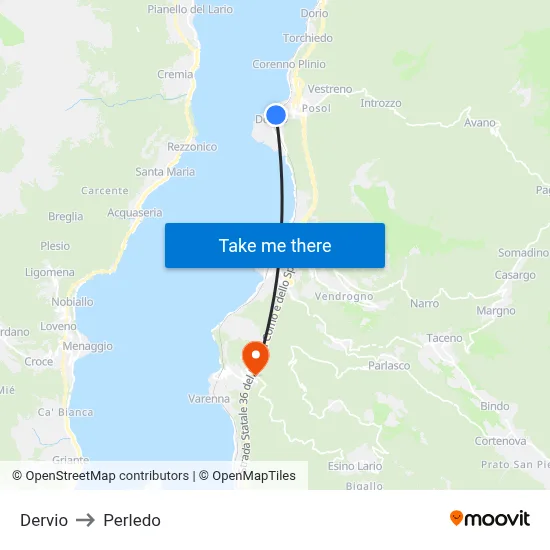 Dervio to Perledo map