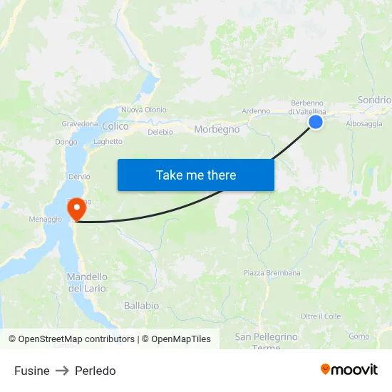Fusine to Perledo map