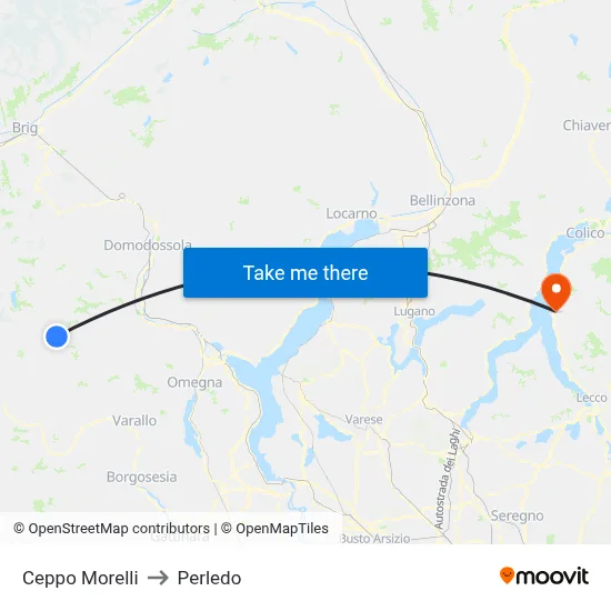 Ceppo Morelli to Perledo map