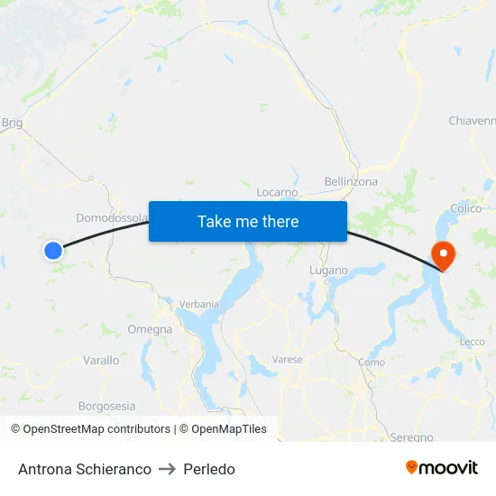 Antrona Schieranco to Perledo map