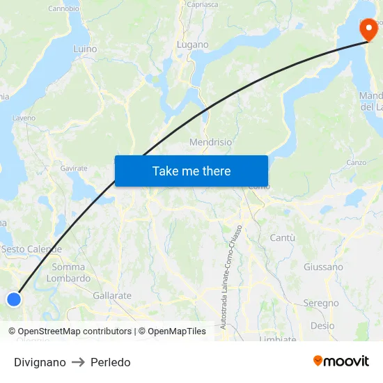 Divignano to Perledo map