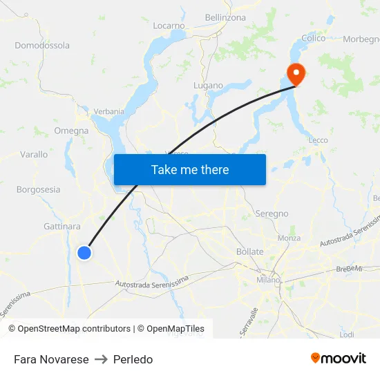 Fara Novarese to Perledo map