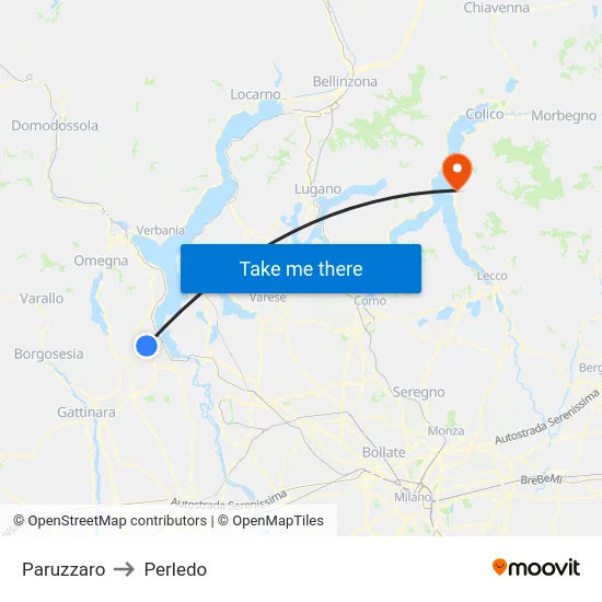 Paruzzaro to Perledo map