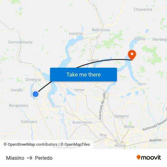 Miasino to Perledo map